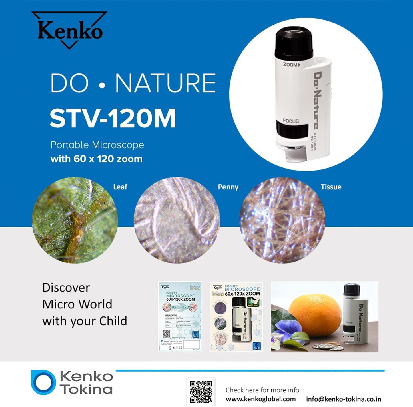 Kenko 顕微鏡 Do・Nature 60-120倍 LEDライト内蔵 コンパクト携帯型 STV-120M